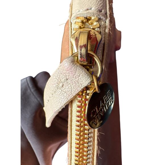 CLARE V. CLARE VIVIER CALF HAIR FLAT FOLD OVER CLUTCH CAMEL - Picture 5 of 10